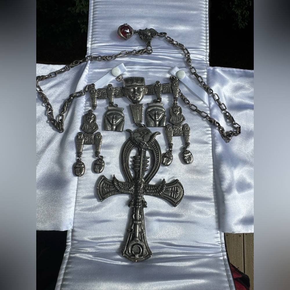 Silver Tone  Egyptian Revival Necklace